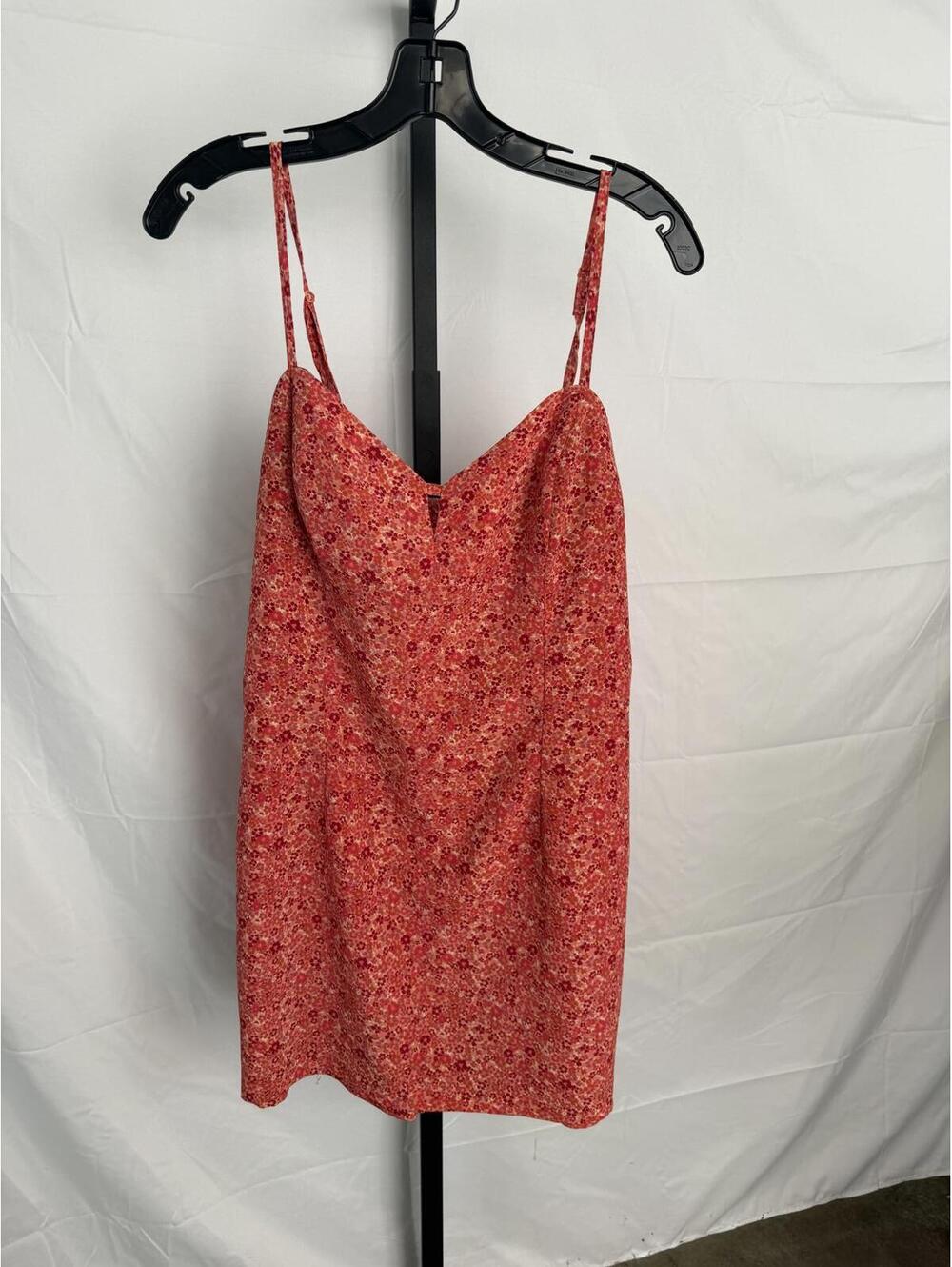 90s Y2K Red Floral Mini Dress with Spaghetti Straps DBY Size 8